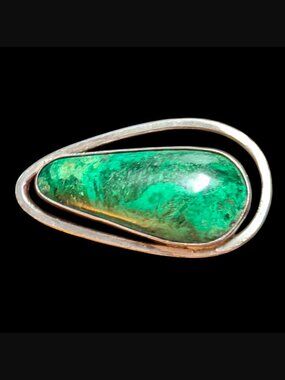 Vintage 925 Sterling Silver Eilat Stone 1.58" Convertible Teardrop Shaped Pin